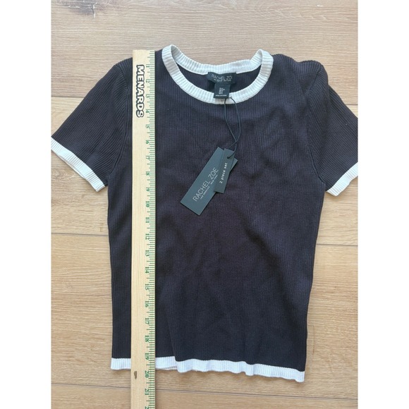 Rachel Zoe Womens 2 Piece Rib Knit Set Black White Top Midi Skirt size Small - Picture 5 of 6